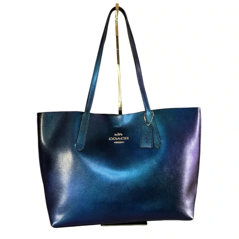 Coach Metallic Hologram Avenue Tote F37871 | Iridescent Leather Bag Large - Picture 3 of 16